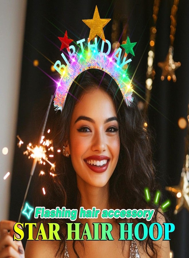 REETAN Light Up Birthday Headband LED Star Headbands Glow Party Hair Accessories for Women - Image 2